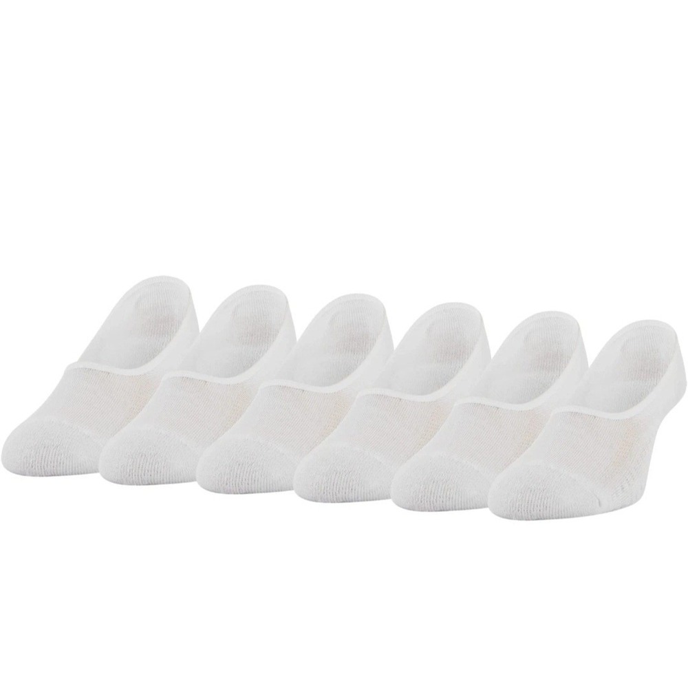 Peds Women's Cushioned Mid Cut No Show Socks White 6 Pairs Size 8-12